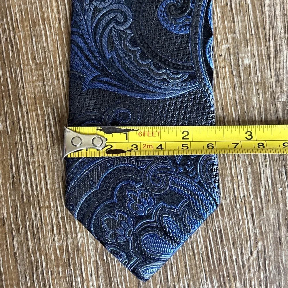 Bruno Piattelli Tie Silk Blue Gray Black Paisley‎ 2.25